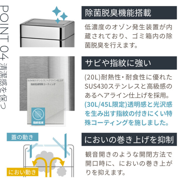BCOM(ビーカム) SDB-LTシリーズ センサー式ダストボックス オゾン除菌脱臭機能付